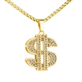 Hip hop gold dollar sign pendant necklace with iced out crystals and square link chain - Gold Color Pendant (No Chain)