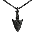 Collana vichinga nera a punta di freccia con nodo celtico e catena a maglia box - Ciondolo Solo Nero (Senza Catena)
