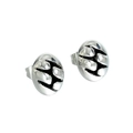 Boucles d'oreilles ovales en acier inoxydable rétro avec émail noir et texture vintage chic - Couleur Acier