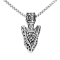 Collar con colgante de flecha con símbolo Valknut vikingo en acero inoxidable - Color Acero