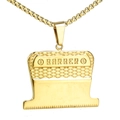 Gold stainless steel barber hair clipper pendant necklace for men with box chain link - Gold Pendant Only (Without Chain)