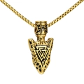 Collar con colgante de triángulo Valknut vikingo en oro con detalles de acero en relieve - Colgante Suelto Dorado