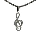 Collana con ciondolo a chiave di violino stile punk finitura canna di fucile con zirconi - Nero (Ciondolo Solo (Senza Catena))