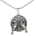 Collana con ciondolo corvo vichingo e albero della vita in acciaio inossidabile argento - Color Acciaio
