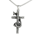 Pendente croce gotica in acciaio inossidabile con serpente e finitura vintage - Solo Pendaglio (Senza Catena) Colore Acciaio