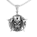 Pendente teschio gotico e pentagramma su catena pesante da uomo in argento vintage - Color Acciaio Solo Ciondolo (Senza Catena)