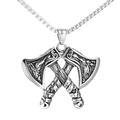 Collana con ciondolo a ascia vichinga vintage per uomo in argento antico con catena - Solo Pendaglio (Senza Catena) Colore Acciaio