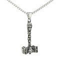 Collana con ciondolo Martello di Thor vintage in acciaio inossidabile e simbolo Valknut - Solo Ciondolo (Senza Catena)