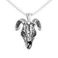 Collana con pendente a testa di capra gotica vintage con catena a scatola d'argento punk - Ciondolo Singolo (Colore Acciaio)