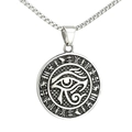 Collana retrò in acciaio inossidabile con ciondolo Occhio di Horus e geroglifici egizi - Solo Ciondolo (Senza Catena) / Color Acciaio