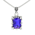 Gotische Drachenkralle-Halskette mit blauem Edelstein-Anhänger an einer Silberkette - Blauer Strass Anhänger Ohne Kette