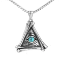 Collana gotica con pendente occhio del male in acciaio inossidabile e pietra blu - Ciondolo Solo (Senza Catena) - Occhio Blu