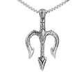 Collana da uomo retrò con ciondolo a tridente e motivi incisi su catena a maglia veneziana - Color Acciaio