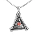 Collana vintage in acciaio inox con ciondolo occhio del diavolo e cornice a ossa - Ciondolo Solo (Senza Catena) - Occhio Rosso