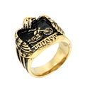 Anello da motociclista vintage con aquila in acciaio inossidabile da uomo con dettagli oro - US 7 / Oro