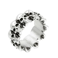 Anello da uomo con teschi 3D in stile punk gotico con finitura in argento ossidato - US 8 / Color Acciaio
