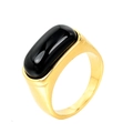 Anello con sigillo vintage in acciaio inossidabile dorato con grande onice nera rettangolare - US 7 / Oro Nero