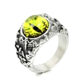 Anello vintage da uomo in acciaio inossidabile con occhio di drago e texture a rilievo - Acciaio Zircone Giallo