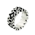 Vintage gothic men's wide stainless steel ring with hollow patterns and cross relief - US 7 / Steel