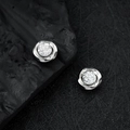 Silberne Magnet-Ohrclips mit rundem Zirkon für Herren ohne gestochene Ohrlöcher - Mobius Silberweißer Zirkonia-Stil (X822-E)