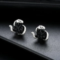 Magnetische Schlangenohrclips im Gothic-Stil mit schwarzem Kristall in Antik-Silber - Schwarzer Schlangenform Zirkonia-Stil (X210-C)