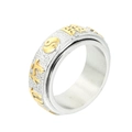 Draaibare roestvrijstalen ring met yin yang tai chi patronen en zilveren hamer-afwerking - US 7 / Goud + Zilver