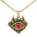 Collana gotica dorata con tre teschi e un grande ciondolo a forma di occhio rosso - Ciondolo Oro Solo (Senza Catena) - Occhio Rosso