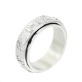 Retro draaiende ring met Yin Yang en geluksamulet reliëf in zilver roestvrij staal - US 7 / Zilver