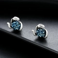 Silberne Magnet-Ohrclips im Schlangen-Design mit blauen Kristallkugeln für Herren - Blauer Schlangenform Zirkonia-Stil (X210-E)