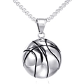 Hip hop silver basketball pendant necklace with detailed texture and thick link chain - Steel Color Pendant Only (Without Chain)