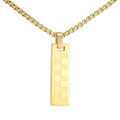 Minimalist gold stainless steel box chain necklace with a checkered rectangle pendant - Single Pendant Gold