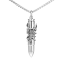 Men's stainless steel bullet pendant necklace with embossed scorpion and box chain - Pendant Only (Without Chain) Silver / Silver