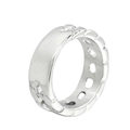 Anello da uomo in acciaio al titanio con motivo trapuntato su fascia in argento lucido - US 7 / Color Acciaio