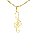Collana in acciaio inossidabile dorato con ciondolo nota musicale chiave di sol - Ciondolo Color Oro Solo (Senza Catena)