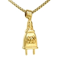 Punk style gold skull plug pendant necklace with durable square box chain for men - Pendant Only (No Chain) / Gold