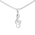 Polished silver treble clef musical note pendant necklace with durable venice chain - Steel Color Pendant Only (Without Chain)