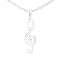 Ciondolo nota musicale chiave di violino in acciaio lucido con catena box su sfondo bianco - Colore Acciaio Ciondolo Solo (Senza Catena)