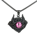 Pendentif œil du diable gothique gris foncé avec détails crâne et œil violet - Pendentif Noir Seul (Sans Chaîne) - Œil Rose