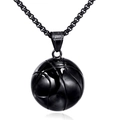 Hip hop black basketball pendant necklace in polished stainless steel with box chain - Black Pendant Only (Without Chain)