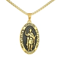 Collier pendentif ovale doré avec figure religieuse et bordure à motifs grecs - Pendentif Uniquement Bicolore (Sans Chaîne)