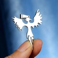 Polished silver titanium steel phoenix pendant necklace for men and women - Pendant Only (Without Chain) - Steel Color