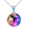 Rainbow plated basketball pendant necklace in a sleek hip-hop style for men and women - Multicolor Pendant Only (Without Chain)