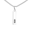 Collana con ciondolo a colonna in acciaio al titanio con tre zirconi e catena a scatola - Nero Acciaio (Ciondolo Solo (Senza Catena))