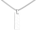 Minimalist silver rectangular geometric pattern pendant on a round box chain necklace - Steel Color