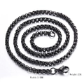 Collana a catena box nera in acciaio inossidabile da 3,5 mm con chiusura a moschettone - Catena Solo (Senza Ciondolo) / Catena Veneziana Nera (Larghezza 3.0 Lunghezza 60CM)