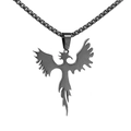 Hip-hop phoenix pendant necklace in matte black titanium steel with a sturdy box chain - Pendant Only (Without Chain) - Black
