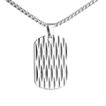 Men's dog tag necklace with geometric textured stainless steel pendant and box chain - Steel Color