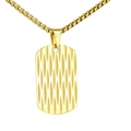 Men's fashion gold dog tag pendant necklace with geometric wave pattern and box chain - Single Pendant Gold