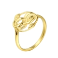 Retro-Ring im Doppelschlangen-Design in Goldoptik mit detaillierter Schuppenstruktur - US 7 / Gold