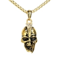 Herren Hip-Hop-Schädel-Anhänger-Halskette mit vergoldeter Box-Kette und Punk-Rock-Stil - Einzelner Anhänger Gold